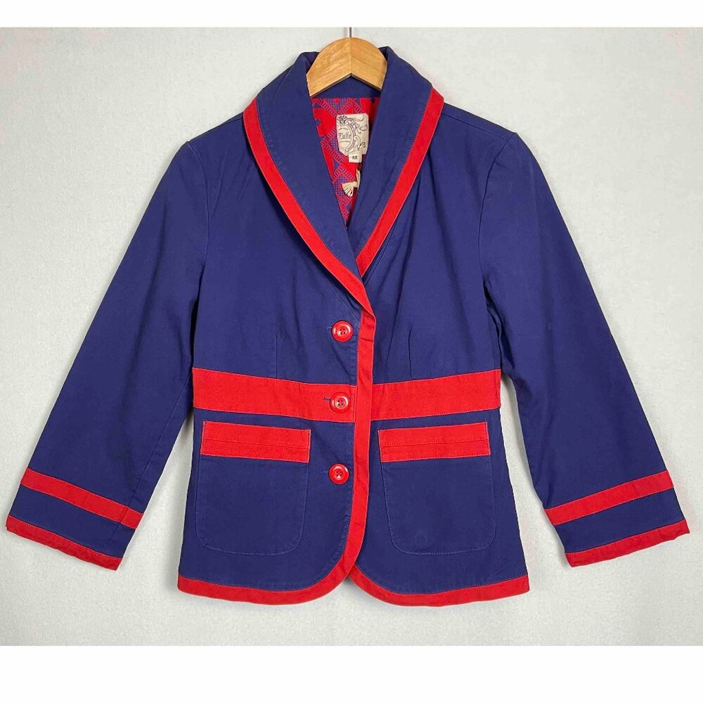 Tulle Navy and Red Trim Blazer